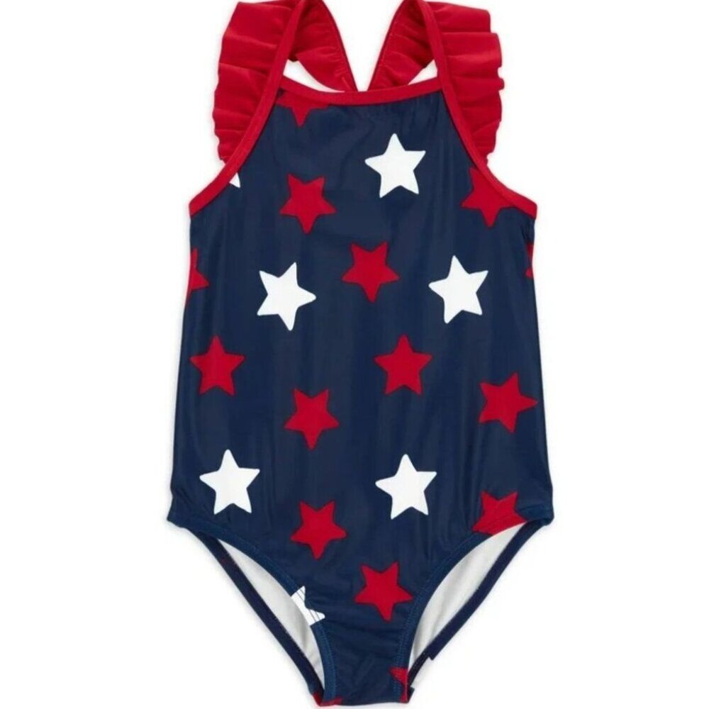 Carter’s Child Of Mine BABY GIRL Patriotic Stars Swimsuit SIZE 12 MONTHS NEW
